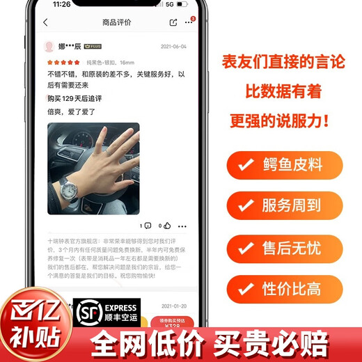 Shirui (SHIRUI) is suitable for Cartier crocodile leather watch strap Blue Balloon original Tank series men's and women's genuine leather watch strap black Blue Balloon without snap buckle strap width 22mm