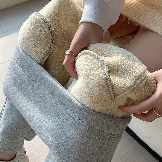 Yuanshe (YUANSISE) maternity pants winter plus velvet thickened sherpa thermal sweatpants slimming versatile leggings sweatpants harem trousers light gray --- sherpa L recommended 115-130 Jin Jin equals 0.5 kg