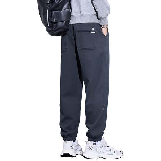 MiiOW Autumn Pants Men's 2025 New Trendy Men's Sports Loose Trousers Autumn and Winter Style Velvet Casual Pants Men Dark Gray M