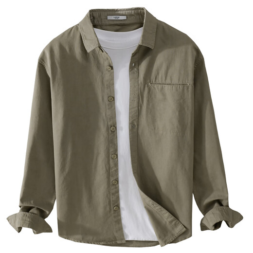 AEMAPE American Apple high-end long-sleeved shirt for men 2026 spring and summer new cotton shirt jacket Japanese workwear top for men 9647 khaki long-sleeved shirt XL size 125-145Jin Jin equals 0.5 kg