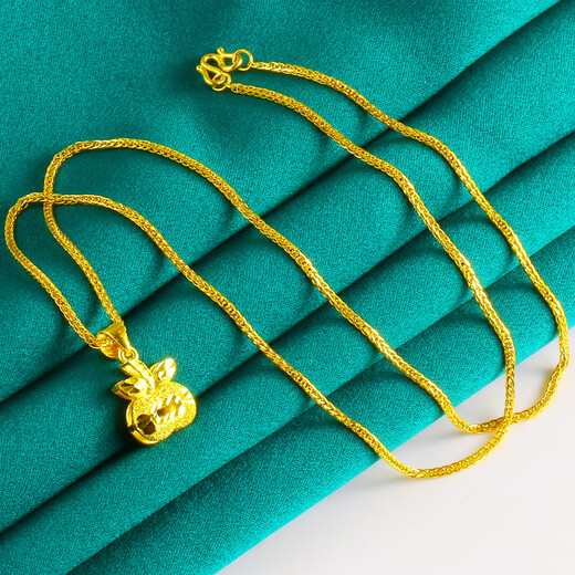 Liu Dawen gold necklace women's 9999 pure gold chain pure gold pendant small apple real gold set chain Chinese Valentine's Day gift set of pendants about 5.08-5.3g (including labor fee 20)