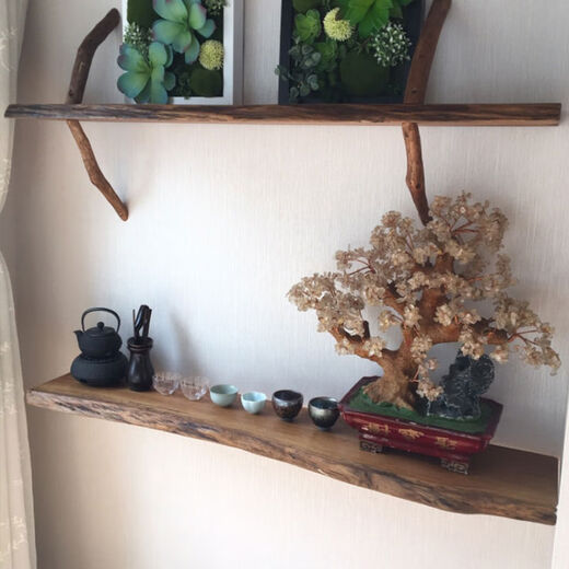 Fantasy TV background wall shelf bedroom wall log bookshelf bed and breakfast living room balcony decoration one-word partition 18*25 thick 5CM