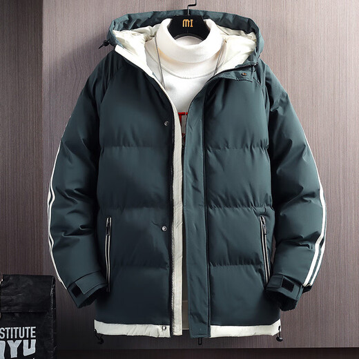 Cotton-padded jacket for men in autumn and winter, thickened cotton-padded jacket, Korean style men's trendy student loose hooded bread coat, black 2XL