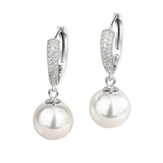 Lao Fengxiang Pearl Earrings Women's Earrings Feeling Earrings Women's 2025 New Birthday Gift Girls Silver Jewelry s925 Sterling Silver Heart Pearl Earrings Women's Earrings + Certificate + Brand Gift Box