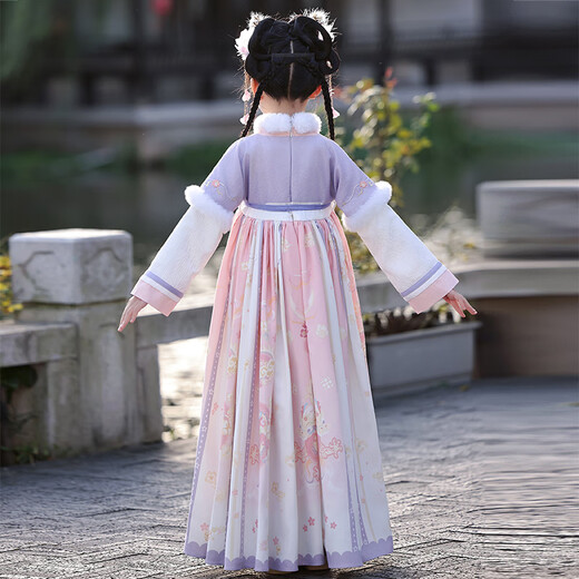 Anneyol (Anneyol) Hanfu girls winter dress Chinese style New Year's greetings children's winter plus velvet costume purple 130