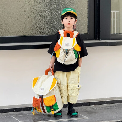 Lugeli parent-child backpack Japanese and Korean simple contrasting color casual backpack boys and girls travel hiking backpack children back to school school bag parent-child mountaineering bag small size