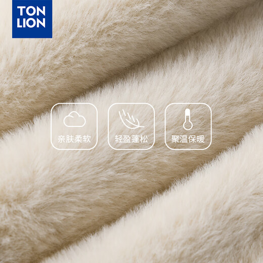 TonLion Winter Fire Fox Ears Hat Scarf Gloves One-piece Furry Thickened Warm Ear Protection Three-piece Hat Women Champagne Red