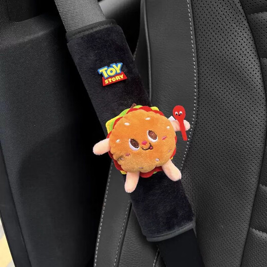 Ye Yu Car Seat Belt Shoulder Cover Cartoon Children's Seat Belt Anti-Strangle Seat Belt Decorative Car Supplies One Pair Black Two Toy French Fries Spoons Hamburger Spoons