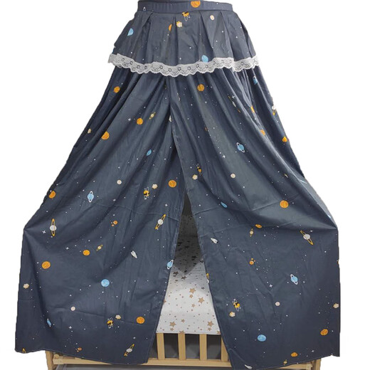 Bed curtain, crib, mosquito net, baby tent, insect-proof blackout curtain, bed curtain to block air-conditioning wind, pure cotton curtain bedding, gray star double-layer mosquito net + clip-on bracket