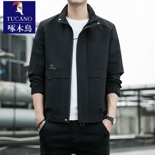 Woodpecker Jacket Men's Autumn and Winter 2025 New Cotton Jacket Jacket Men's Stand Collar Korean Style High-end Casual Work Jacket Green - Spring and Autumn Brand Special Price Clearance Pickup 2XL 135-150Jin Jin is equal to 0.5 kg