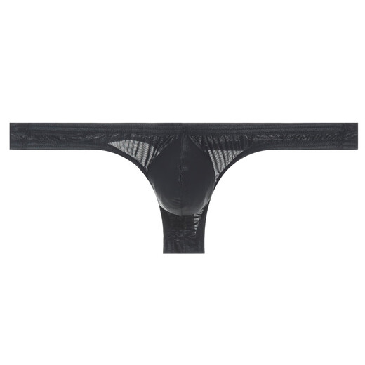 G-STATION summer ice silk cool men's thong ultra-thin high elastic silky soft soft comfortable breathable sexy low waist underwear black S