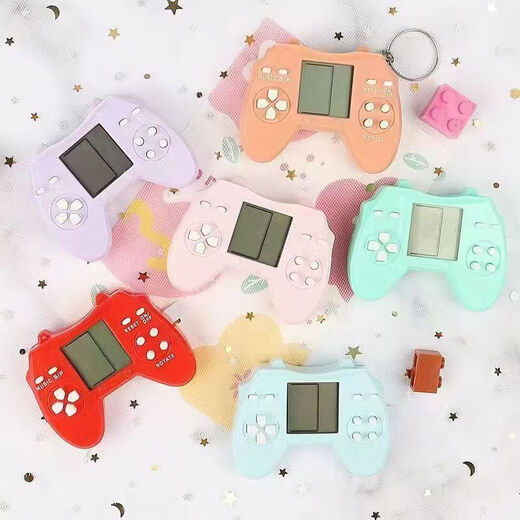 Tetris game console handheld retro decompression toy children's educational early education machine smart gift Macaron Orange