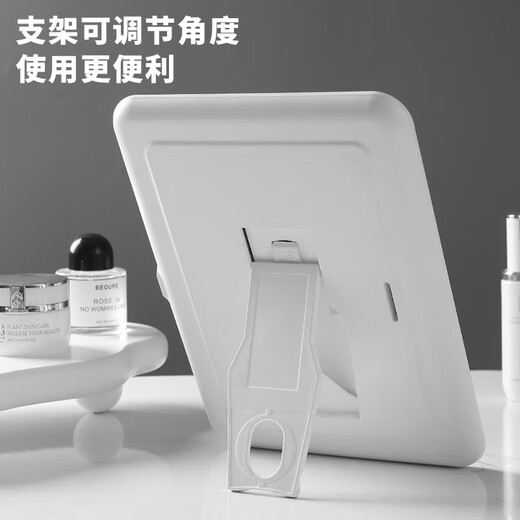 Essential LED lighted makeup mirror for the start of school, extra large screen, three-color warm and cold light, 10.5-inch student dormitory desktop, home desktop folding brightness adjustable makeup mirror, white 27.4*20.5*1.6