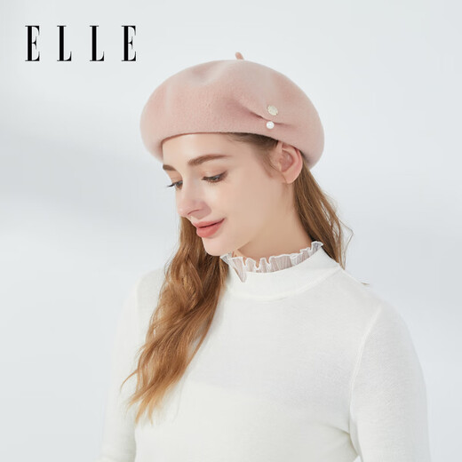 ELLE 100% wool beret women's autumn and winter warm, fashionable and versatile retro painter pumpkin bud hat