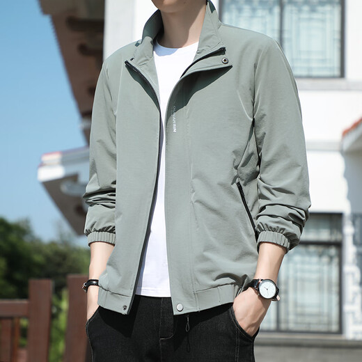 Woodpecker Jacket Men's Jacket Spring and Autumn New Winter Business Youth Stand Collar Jacket Casual Top Solid Color Dark Gray 2XL (130Jin Jin is equal to 0.5kg -145Jin Jin is equal to 0.5kg)