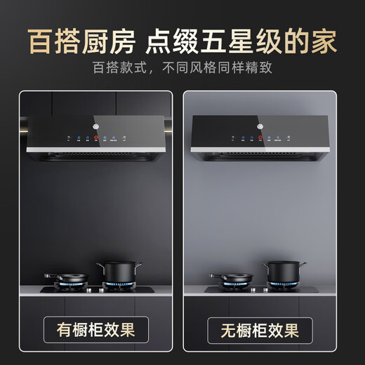 Sakura-Baum-Dunstabzugshaube, Preisgarantie Doppel 12, Haushalts-Dunstabzugshaube mit großer Saugleistung im chinesischen Stil, Mietküche, kleine Wohnung, kleine Größe, altmodische Dunstabzugshaube 41 m, Berührung + Wellensensor + Doppelfilter + thermische Reinigung, Selbstinstallation