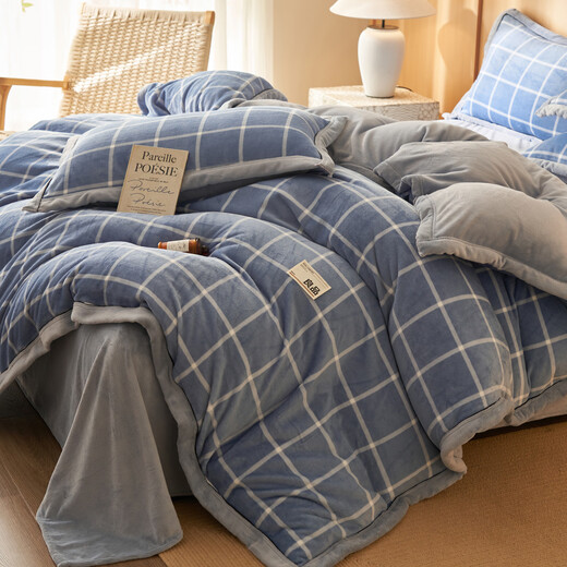 Nanjiren milk velvet duvet cover single piece winter thickened warm plus velvet double 200x230cm quilt cover single 150x200 fashion style 1.8m bed four-piece set [quilt cover 200*230cm]