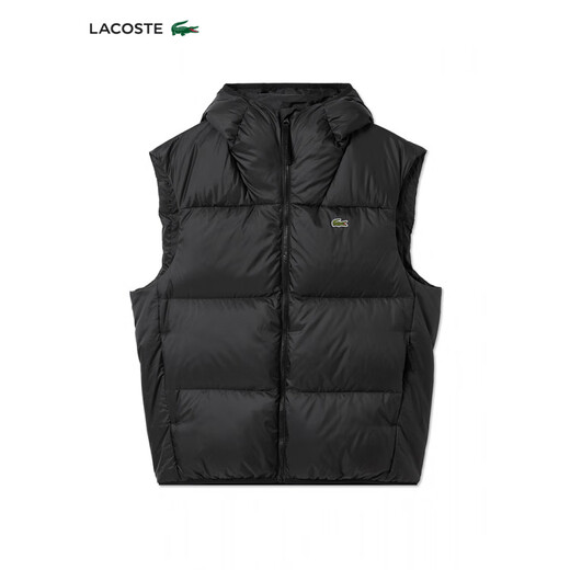 Crocodile (LACOSTE) Men's 25 Autumn New Duck Down Zip Hooded Vest Jacket BH2895 031_Black S 48__M