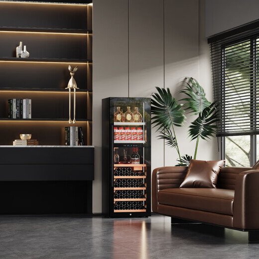 Bai Kailun red wine cabinet, constant temperature and humidity wine cabinet, air-cooled, frost-free, home office special tea cabinet, wine Moutai humidity-controlled display cabinet, fruit drinks and wine, first-class energy efficiency, multi-functional model - tea - red wine - foreign wine - white wine 420L upgraded model - precise temperature and humidity control