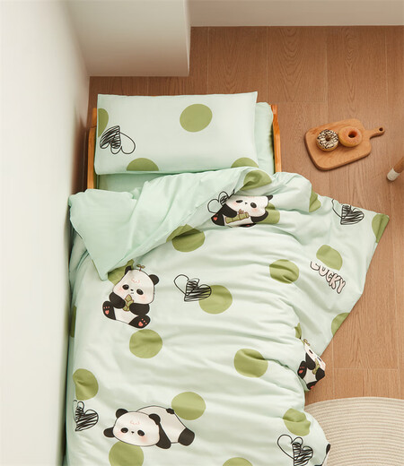 New Class A pure cotton multi-functional removable children's blanket four-season quilt quilt core kindergarten nap quilt lucky panda skin-friendly and comfortable 100*120cm single quilt cover