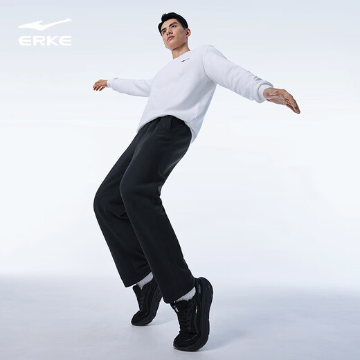 Hongxing Erke sports pants men's knitted trousers autumn new comfortable breathable warm velvet thickened straight casual pants men's pants