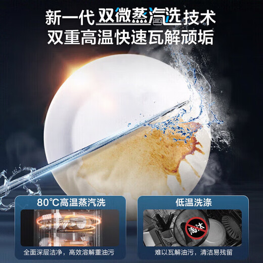 Haier double-sided dishwasher W5000 upgraded built-in L5Pro dishwasher fully automatic household drying all-in-one machine frequency conversion first-class water efficiency large capacity 80 high temperature sterilization double-sided washing丨Smart door opening and quick drying丨Variable shelves