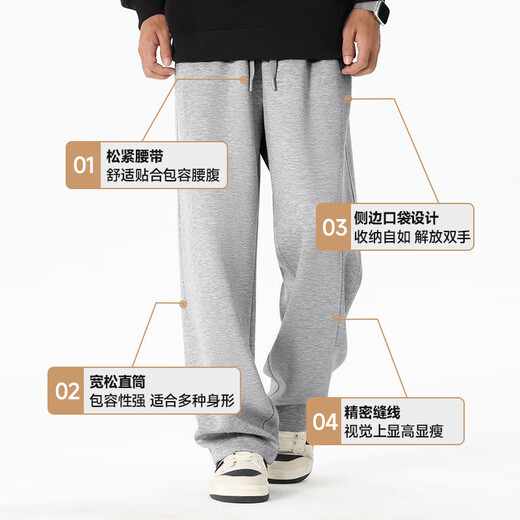 Jeanswest pants men's autumn new gray heavyweight outdoor hiking casual sweatpants men's American loose straight sports pants black (mountain adventure pants label) 3XL (weight 180-205Jin Jin equals 0.5 kg)