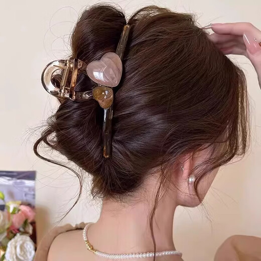 Clips de saisie du tempérament, grande taille, grand volume de cheveux 2025 Nouvelles pinces de cheveux simples pour les clips de requin de tête arrière pour femmes, paquet de sens haut de gamme [Sept Love Powder]