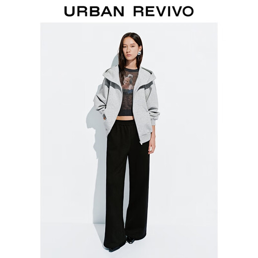 
UR2025 autumn new women's casual daily hooded zipper ultra-loose jacket UYY150093 medium gray flower gray (slightly loose) S (XS-S)