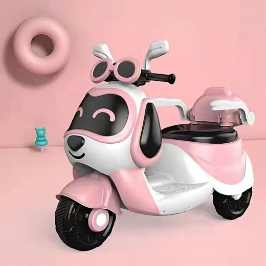 Cute children's electric motorcycle baby tricycle remote control 1-7 years old children can sit on and charge large toy stroller, high-end pink + large battery + trunk + guardrail