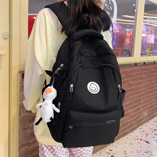 回力书包学生女新款初中生高中生大容量背包简约双肩包宽肩带书包轻便