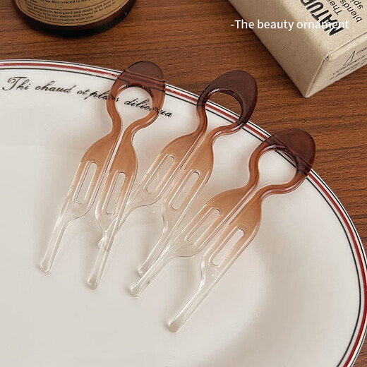 Antimei simple all-purpose small fish hairpin for women's daily ball head small U-shaped hair artifact high-end multi-functional hairpin 3 gradient coffee (about 8.5cm)