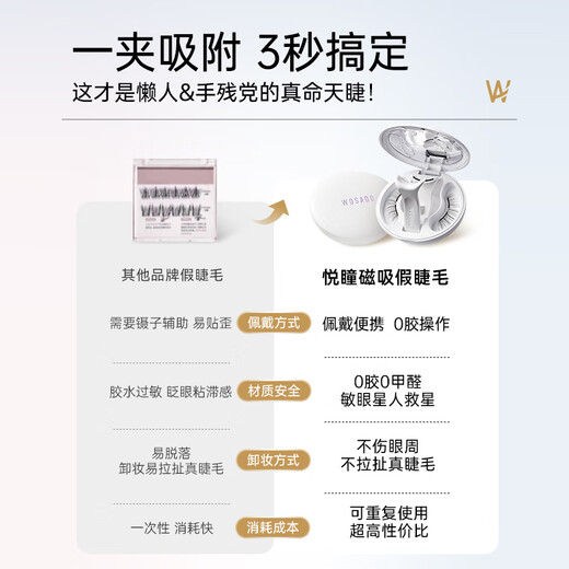 WOSADO Yuetong widened version magnetic false eyelashes pear black widened version Korean natural