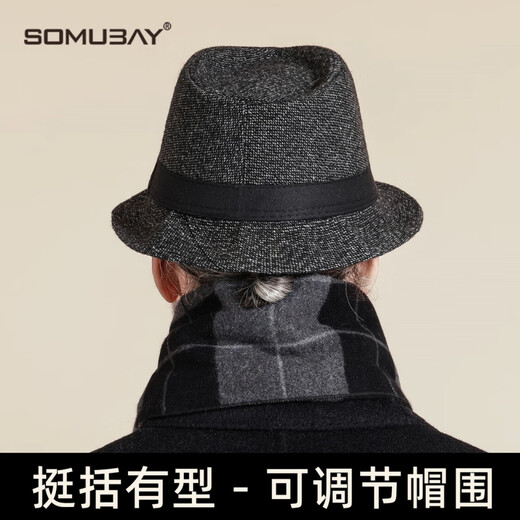 SOMUBAY dad hat, autumn and winter windproof and cold-proof warm hat, middle-aged and elderly high-end grandpa hat, fashionable British gentleman hat, black, one size fits all (56-58CM)