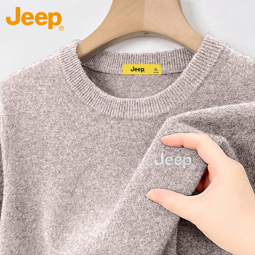 JEEP Jeep Sweater Men's Winter Round Neck Warm Bottoming Shirt Men's Trendy Versatile Clothes Men's Dark Gray XL