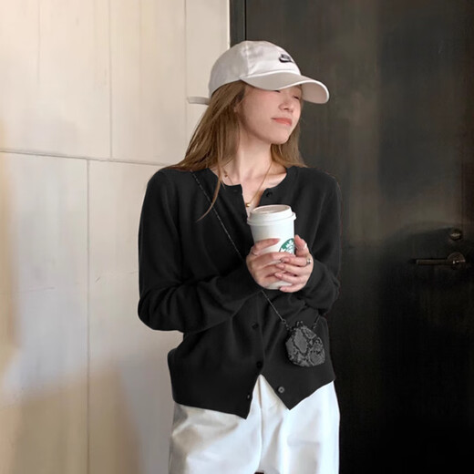 Su Yuwei Maillard coffee color small fragrance style short knitted cardigan for women autumn and winter high-end waist slimming sweater inner top coffee color Follow the store - free shipping insurance S (80-95Jin Jin is equal to 0.5 kg)