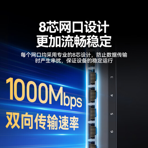 Shanze 8-port Gigabit steel shell switch network cable splitter business dormitory switch 4-port monitoring network extender hub splitter metal body TKQ08