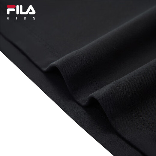 FILA children's clothing tops 2025 winter new style boys' plus velvet long-sleeved T-shirt dark black-BK 175