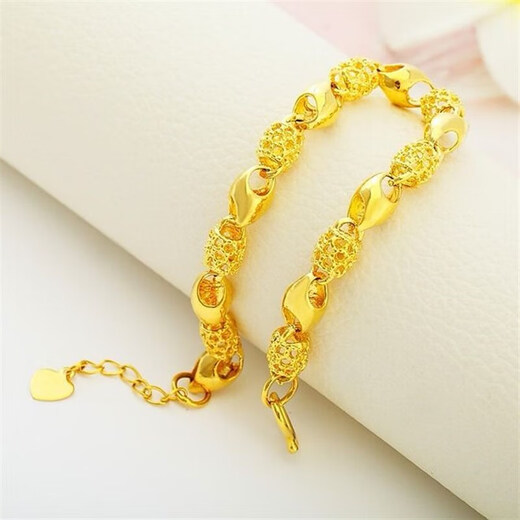Lan Lian Hong Kong Duty Free Gold Bracelet for Women 9999 Pure Gold Pure Gold Bracelet with High Details and Free Rings and Earrings Linglong Bracelet Free of Rings