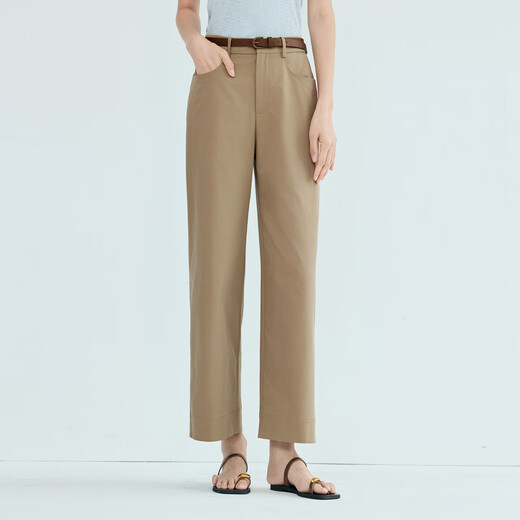 Evely Jiang Xin respalda la nueva ropa de verano 2025 Nuevos pantalones de pierna recta de nueve puntos para mujeres que viajan con pantalones de traje transpirable Ligero de trabajo Versátil Caki M 105-115Jin [Jin equivale a 0.5 kg]