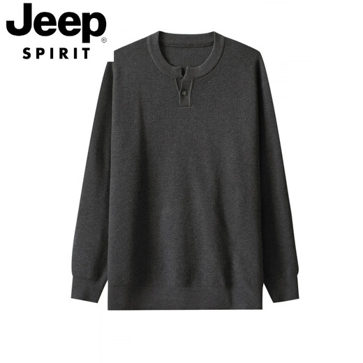 JEEP SPIRIT Autumn and Winter Modal Cardigan Sweater Men's Pullover Sweater Trendy Henry Small V-Neck Bottoming Shirt Black Contains - Modal - Wool Material M Recommended 95-120 Jin Jin equals 0.5 kg