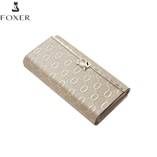 Golden Fox (Foxer) Cowide Damen Brieftasche große Kapazität Langkartentasche Geld Kicker