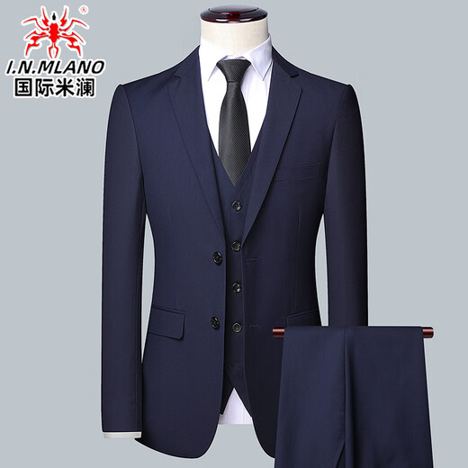 International Milan French haute couture men's high-end suit business casual high-end small suit three-piece vest formal gray custom design/fast delivery L 175