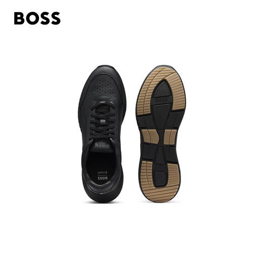 Hugo Boss BOSS New Year's Gift Men's 25th Winter New Grained and Solid Color Leather Sneakers 005-Black 41