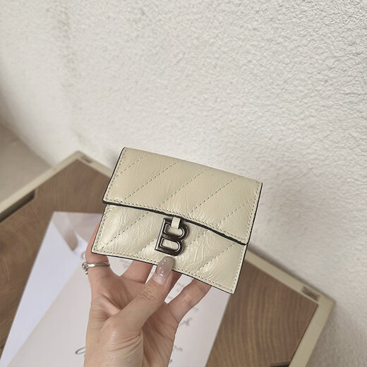 New Japanese and Korean card holder for women, small, anti-theft, multiple card slots, ID card holder, genuine leather texture card holder, versatile, off-white_(oiled wax cowhide)