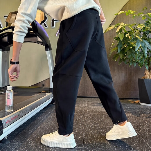 Kuraishi Kazuki trendy brand straight sweatpants men's autumn and winter new thickened warm solid color handsome casual sports pants Paris Gray XL