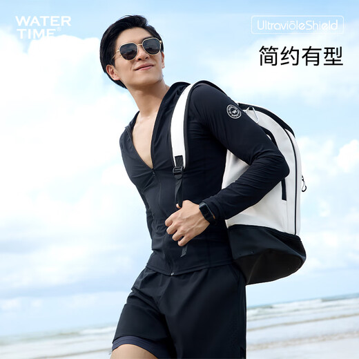 WATERTIME wetsuit men's sun protection breathable soft shell snorkeling surfing jellyfish suit long-sleeved trousers quick-drying swimsuit obsidian single top 3XL