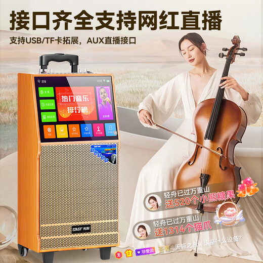 Xianke square dance audio with display screen home ktv set outdoor karaoke special large volume karaoke all-in-one machine mobile karaoke machine trolley speaker ST-1303