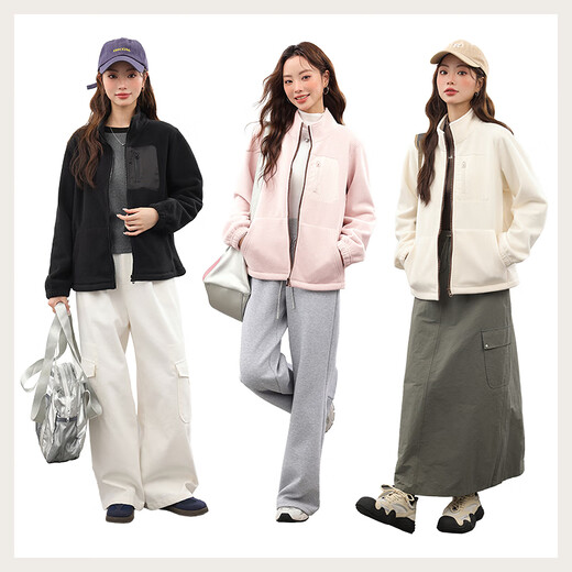 MJ STYLE Fashion Casual Stand Collar Polar Fleece Jacket Women's 2025 Winter New Loose Comfortable Warm Simple Jacket