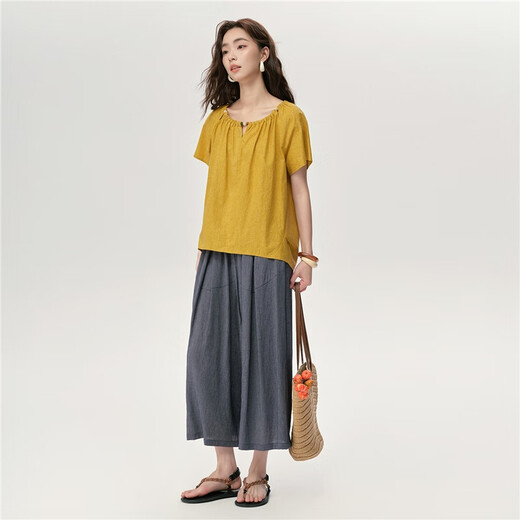 Дизайнер Giordano Designer Loose For For Women Summer Cotton Hollow Beadsed Cround Shears Shirted 18345817